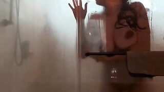 SLOPPY blow job & Steamy shower sex in Airbnb