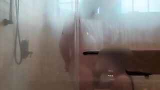 SLOPPY blow job & Steamy shower sex in Airbnb