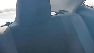 Curly Slut Receive Creampie inside the Car in a Public Place