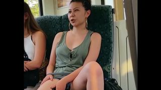 Spyed girl flashing her pussy lips in public