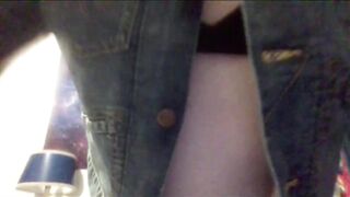 POV trans girl in jean jacket fucks you