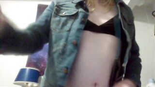 POV trans girl in jean jacket fucks you