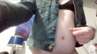 POV trans girl in jean jacket fucks you