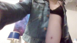 POV trans girl in jean jacket fucks you