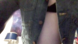 POV trans girl in jean jacket fucks you