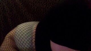 shaking my ass in fishnets and begging for your cum