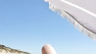 tits out at the beach in my secret spot with you..until someone sees me! cum on me while I lay for u