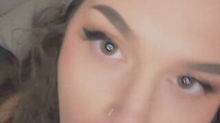 Sexy kitten sucks on dildo blowjob pov