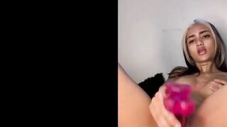 Skinny Latina Teen moans FANS name hard until she cums in custom masturbation!