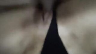 Trying to be silent but my girlfriend makes noise so I cum inside her