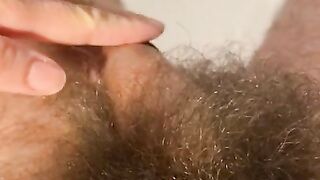 ASMR Homemade Amateur Soft to Hard Oil Handjob Hairy Cock Cum Shot