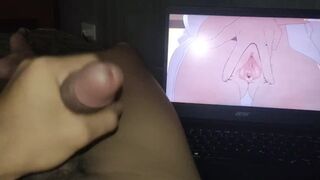 Watching Naruto Anime sex while musterbating