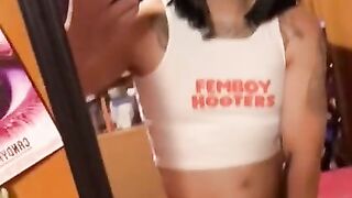 Femboy Hooters Cock Tease & Cumshot