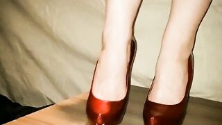 Red aldo heels cock milking