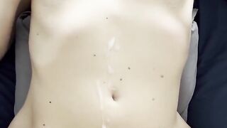 Pov anal shaking orgasm and cumshot on big boobs