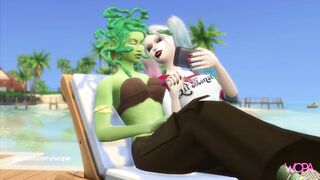 HARLEY QUINN & MEDUSA having sex at the beach house