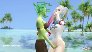 HARLEY QUINN & MEDUSA having sex at the beach house