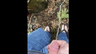 I really had to pee: pissing in the forest. Cum for me!