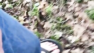 I really had to pee: pissing in the forest. Cum for me!