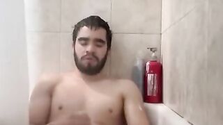 Showing my face while masturbating in the shower my big dick