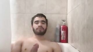 Showing my face while masturbating in the shower my big dick