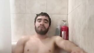 Showing my face while masturbating in the shower my big dick