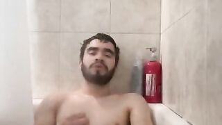 Showing my face while masturbating in the shower my big dick