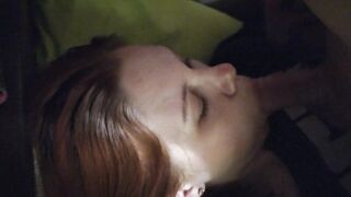 Russian redhead girl mouthfucked all the way to her throat