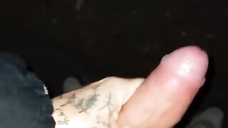 Tattooed german teen is jerking his fat cock in public (DM me on snapchat @Andys-d)