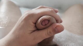 Tight Foreskin Play Precum In Bath