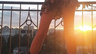 Up Dress NO PANTIES # Enjoy the City View SUN SET