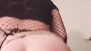 Fishnet BBw Milf slut dildo ride begging