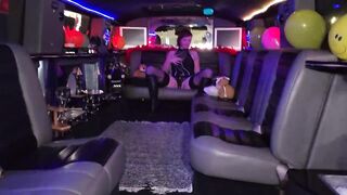 exhib in limousine in front of voyeurs for the erotic fair