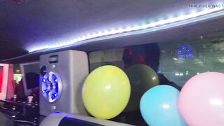 exhib in limousine in front of voyeurs for the erotic fair