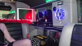 exhib in limousine in front of voyeurs for the erotic fair