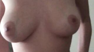 My friend with big natural tits rides me until she squirts on my cock