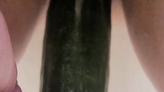 Cucumber pussy piss