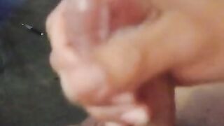 Solo male using cum as his own lube and then cums on himself