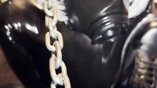 puppy dog slave , Rubber doll with neck cuffs