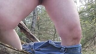 Cumshot in the woods