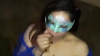 Masked latina at swinger club