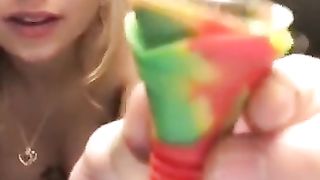 Sexy teen blonde naked smokes on Periscope