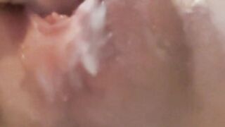 My husband's friend cums on my pussy in a public bathroom and I need to touch myself more and I take out all his cum