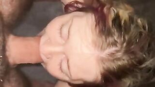 Cumshot on sexy blonde