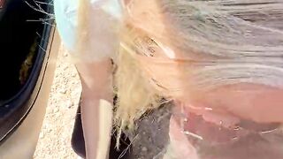 Blowjob on the country road, cumshot on my nipples