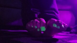 Glow in the dark nail polish! Goth feet in blacklight!