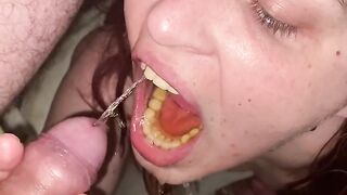 Slave slut mouth served as a toilet