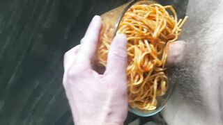 Fucking the leftover spaghetti. Added some cream sauce ???? Fantasizing sex on your period.