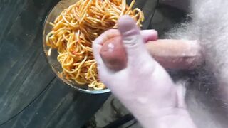 Fucking the leftover spaghetti. Added some cream sauce ???? Fantasizing sex on your period.