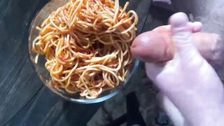 Fucking the leftover spaghetti. Added some cream sauce ???? Fantasizing sex on your period.